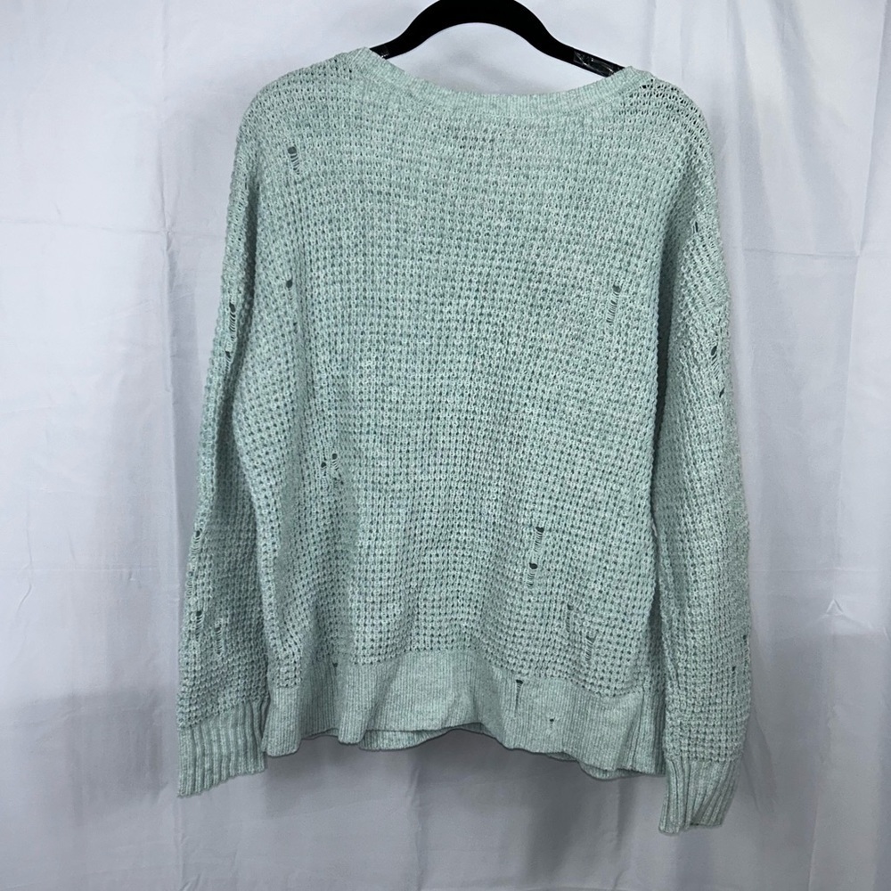American Eagle Sweater Waffle Knit Distressed Long Sleeve Crewneck Pullover Top - Picture 10 of 11
